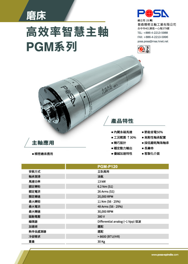 High efficiency intelligence spindle-PGM series